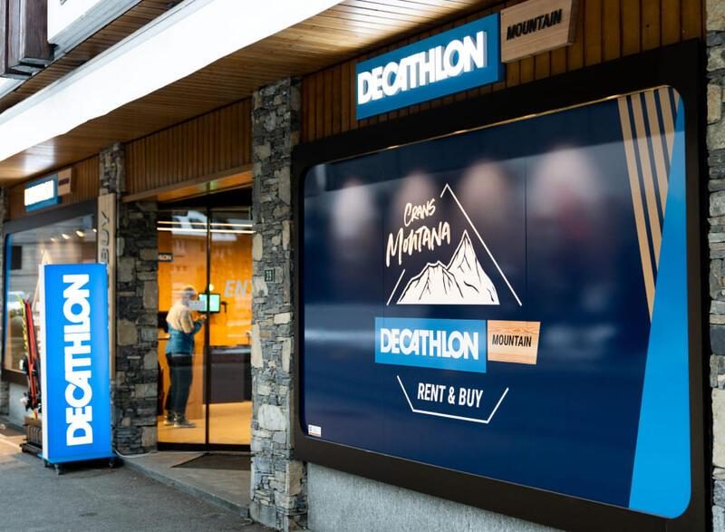 The Decathlon ski rental shop in Crans-Montana, where the office is located